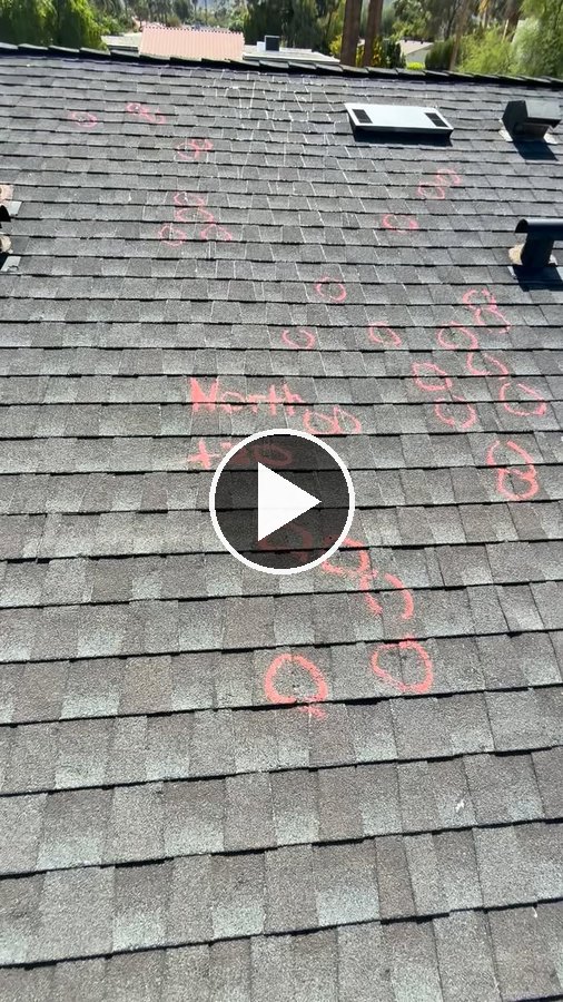 Play Andrew Thruston's video: hail hits circled on a roof after the storm