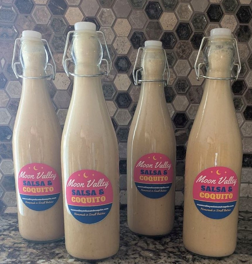Bottles of homemade coquito